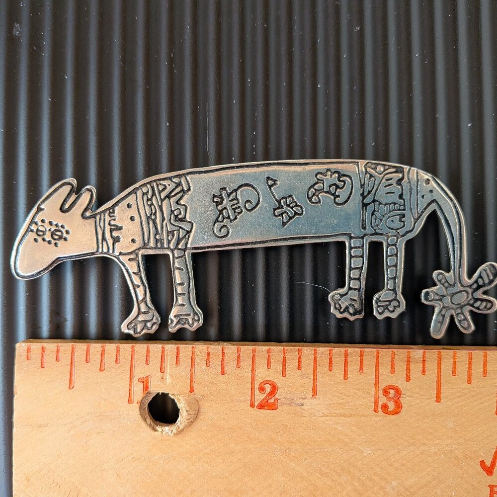 Silver metal dog dachshund pin / brooch, 4 in, unique